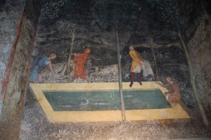 These fishermen are part of the elaborate wall paintings in Clement VI's bedroom at the papal palace in Avignon.