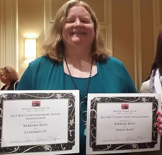 Barb's two (count'em) Agatha nominations at Malice Domestic.