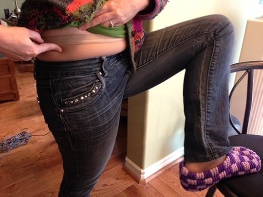 Oh, yeah, baby. Old lady pressure stockings. Muffin top. Old lady slippers. Doesn't get better than that!
