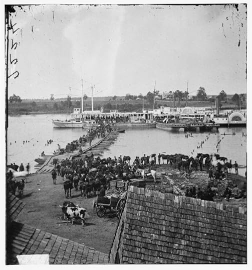 port Royal, Virginia. Transports being loaded from a pontoon bridge during the evacuation, May 30, 1864 (Timothy O'Sullivan/ Library of Congress)