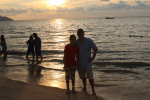Dad and daughter in the sunset