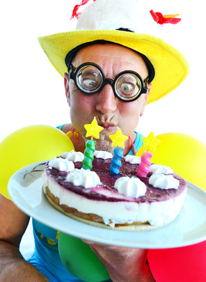 man with birthday cake