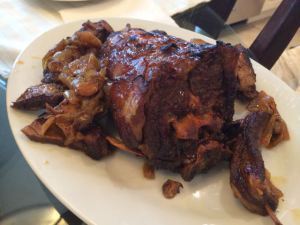 Braised lamb neck and riblets.