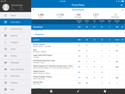 Caloric and nutrition information provided by MyFitnessPal