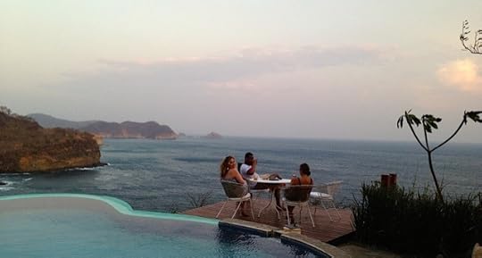 People enjoying the sunset at the retreat