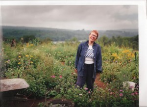 A. Carman Clark in her garden