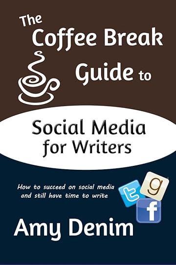 The cover for The Coffee Break Guide to Social Media for Writers. It's brown, white, and blue with social media icons and a stylized coffee cup.