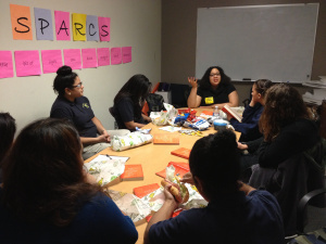Author Danielle Evans visits the Student Parent Book Club at Columbia Heights Education Campus in Washington, DC.