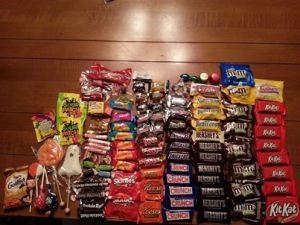 Halloween candy haul photo courtesy of Kristin Battista-Frazee