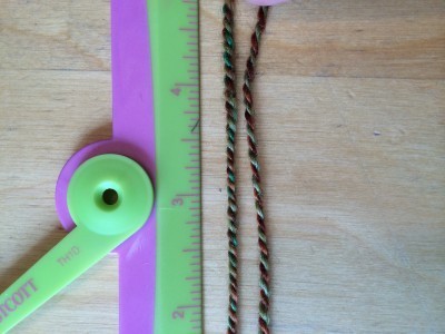 Saranac yarns. Left, original over plied yarn; Right, yarn with much of the ply twist remeoved