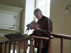 Audrey reading from Rosemary Smith's book