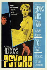 Psycho movie poster, Hitchcock, Robert Bloch