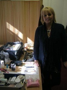 Sue, with her impressive armoury of makeup implements