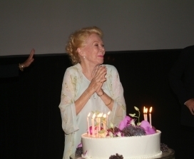 Louise Hay with Birthday Cake