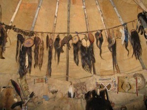Bad Hand's tipi, lined with scalps.