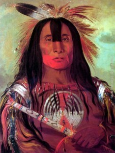 Buffalo-Bulls-Back-Fat, a chief of the Blood tribe. A painting by George Catlin.