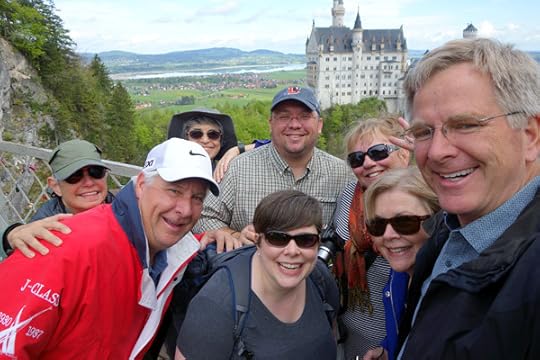 This hardy group of travelers started our Mad King Ludwig sightseeing with a group selfie from Mary’s Bridge, overlooking his castle.