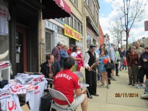 Just outside the shop.