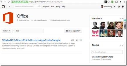 OfficeDevGitHubBCS