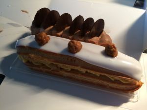 Breakfast: a vanilla eclair and a nutella napolean. Pesto chicken sandwich not pictured because who cares.