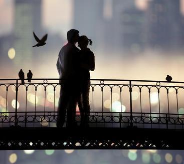 Lovers on bridge