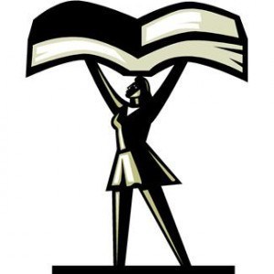 Women writer upholding book