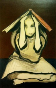 Girl with Book on Head