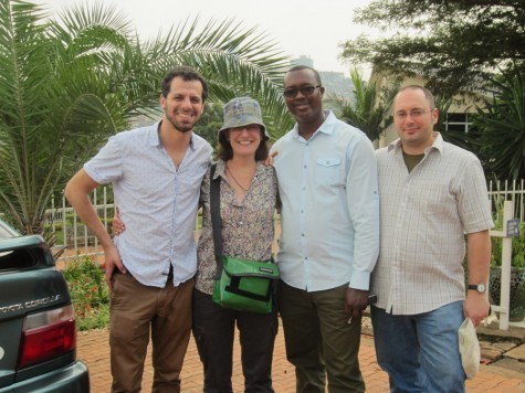 Doing the tourist thing, posing for a group photo at the genocide memorial, with Rod and our Rwandese friend Eric