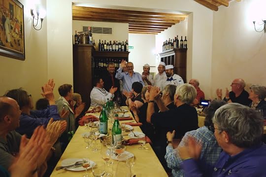 A big challenge when traveling with groups of 25 people is to find restaurants that enthusiastically welcome groups but that don’t feel like “tour-bus restaurants.” That’s why our guides love Ristorante Giglio Rosso. A pet peeve of mine is a tour that feeds you what’s expedient--oblivious to the region and season. In my early days--escorting groups on big, cheap, European bus tours run by other companies--I was amazed at how the food fed to the groups had nothing to do with where we were. On our tours, we eat what is seasonal--and we eat the regional specialties throughout. 