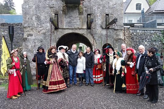 On my last visit a few years, ago I was “knighted” by my medievalist friends here in Reutte. Coming down off the mountain, having surveyed the castle ruins with Armin, we were met by the “Holy Roman Emperor Maximillian” and his entourage for a fine dinner where I was presented with my own sword (which now resides in the little castle museum).