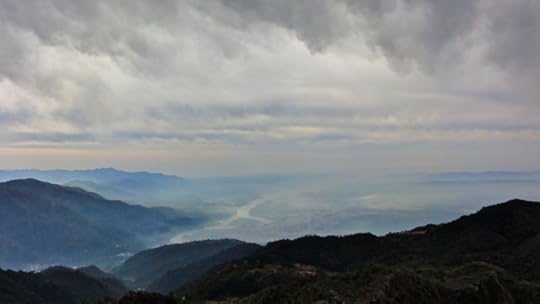 A view of the Ganges from the mountains near Rishikesh.