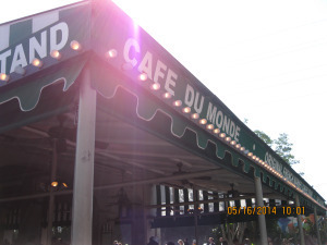 Starting the mornings off right. My very first visit to the legendary original French Market coffee stand.