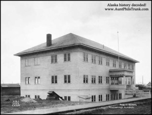 This school building, constructed by the U.S. government, was paid for by using 50 percent of the funds raised by selling lots in Anchorage during 1915.