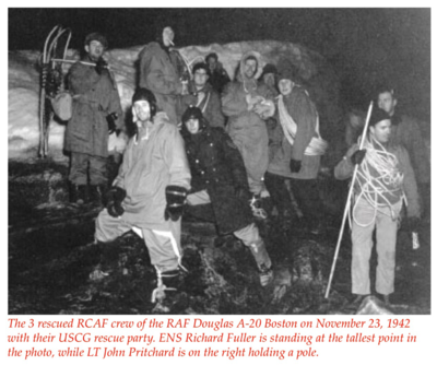 RAF Douglas A20 rescued crew with USCG party