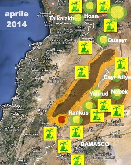 Le campagne militari di Hezbollah fino all'aprile 2014 (Carta di Lorenzo Trombetta per Limesonline)