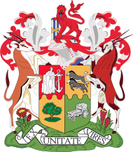 Coat of arms of the Union of South Africa, 1910. All Europeans cordially invited.