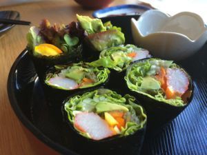 Akemi's favorite = the salad rolls.