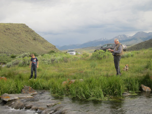Dad and Tommy fishing Birch Creek in 2011. 