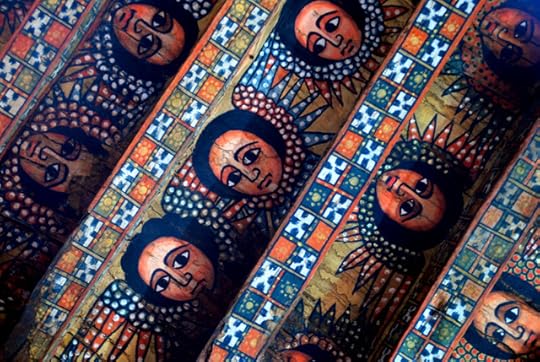Angels (ceiling decoration), Debre Birhan Selassie church, Gondar, Ethiopia, Africa