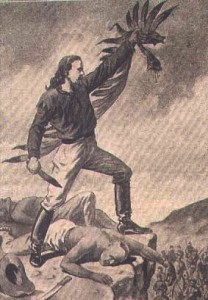 Buffalo Bill taking Yellow Hair's scalp.