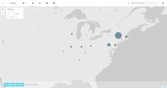 In the majority of cases it was possible to discover the unit in which a veteran had served. For those not in regular army or naval service this allowed for a 'state of service' to be assigned. The capital of each state was selected as the representative point within each state for the purposes of visualisation. This map shows the different states, with the points scaled to highlight states which had multiple individuals. Unsurprisingly New York dominates. (Damian Shiels/Palladio)