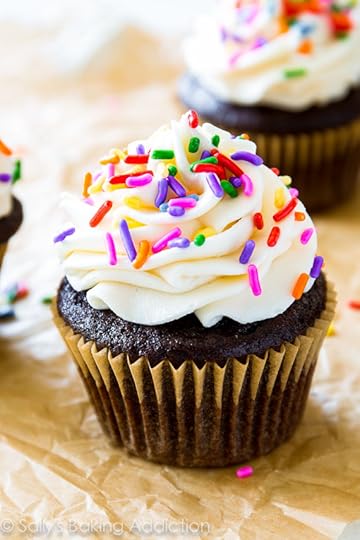 The one and only homemade chocolate cupcake recipe you need! Topped with fluffy, rich vanilla frosting.