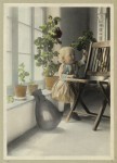 Vintage Portrait Photo Picture of a Little Blonde Girl in a Room of Plants and Sunshine