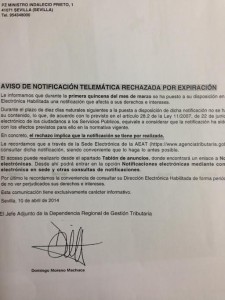 #notificación telemática rechazada por expiración