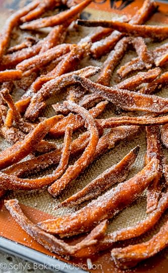 Baked Cinnamon Sugar Sweet Potato Fries by @sallybakeblog