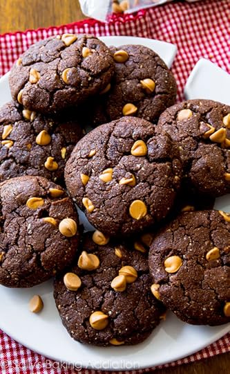 These thick and fudgy Flourless Peanut Butter Brownie Cookies are made with only 7 ingredients. Ultra chewy, melt-in-your-mouth, and gluten free! @sallybakeblog