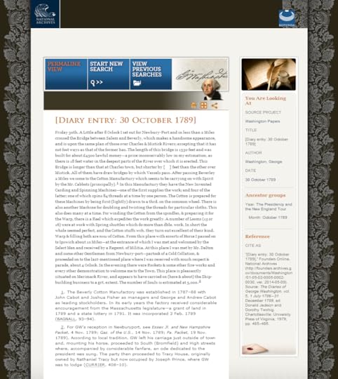 Founders Online GW diary entry