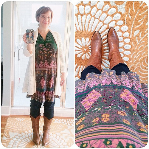 Wearing a sweet thrifted tunic that @lynzeelynx gifted me. It's gonna be a good day. #dressedupinjoy #thewearyourjoyproject #wearyourjoy
