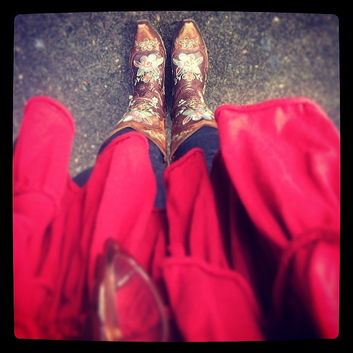 It's reds, ruffles, and boots around here today. #sundayfunday