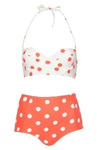Orange Polka Dot High Waisted Bikini